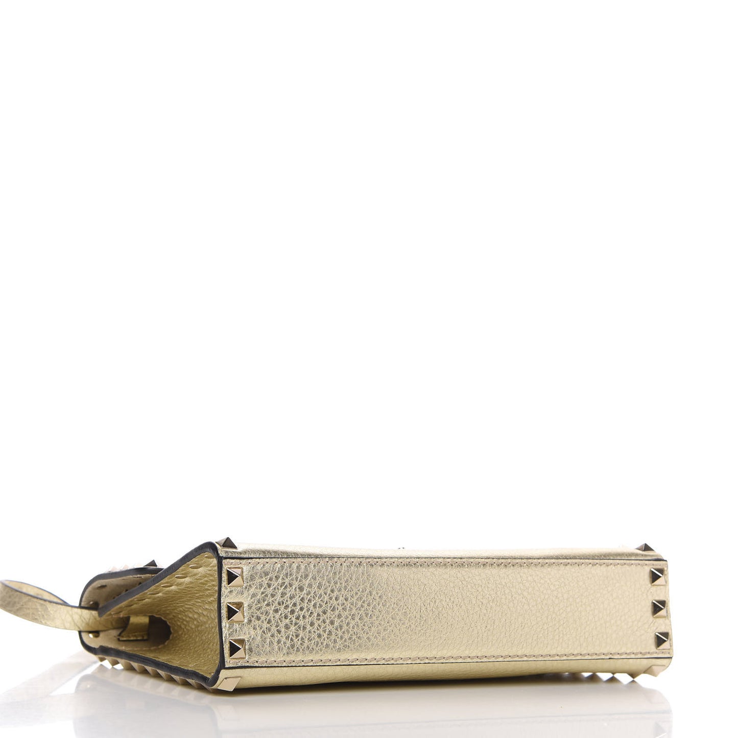 Metallic Pebbled Calfskin Medium Rockstud Flip Lock Crossbody Bag Platino