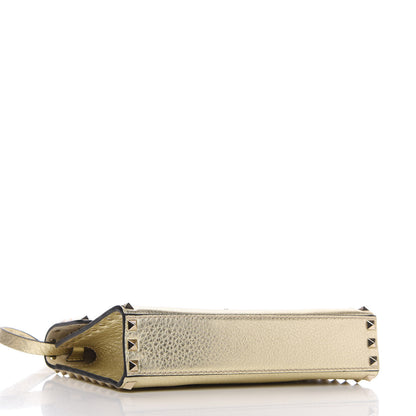 Valentino Garavani Metallic Pebbled Calfskin Medium Rockstud Flip Lock Crossbody Bag Platino 4 of 10