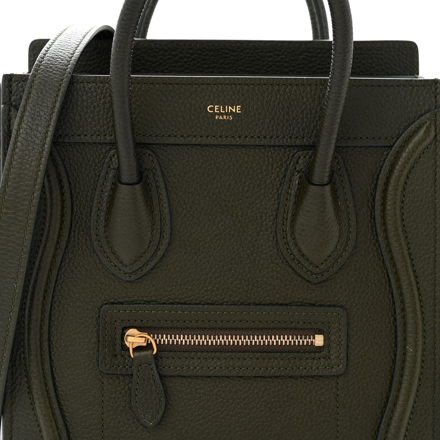 Drummed Calfskin Nano Luggage Khaki