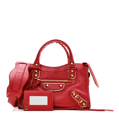 Balenciaga Chevre Gold Metallic Edge Hardware Mini City Rouge Grenade 3 of 12