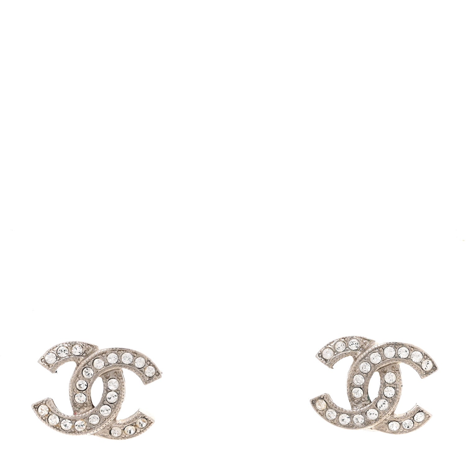 Chanel Crystal CC Earrings Silver 1 of 4