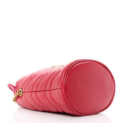 Gucci Calfskin Matelasse Mini GG Marmont 2.0 Bucket Bag Hibiscus Red 4 of 10