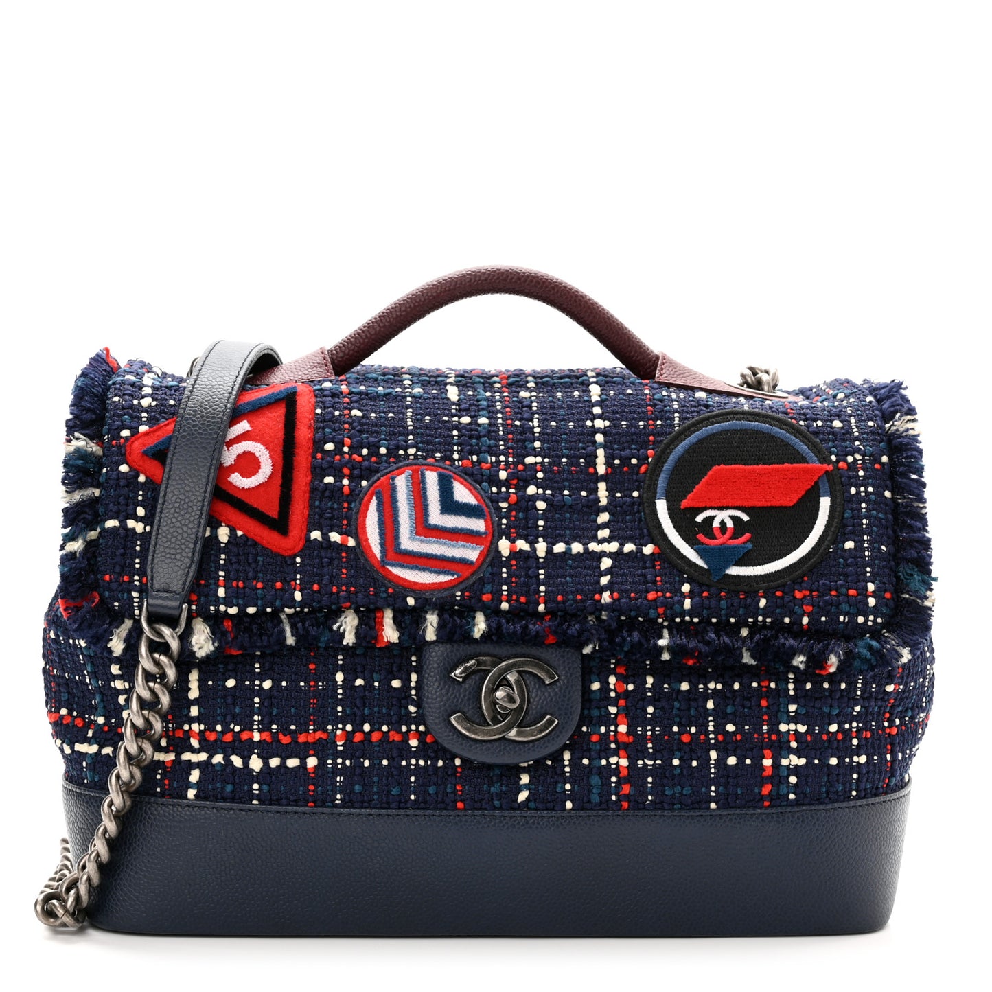 Tweed Trip Top Handle Flap Navy