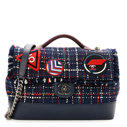 Chanel Tweed Trip Top Handle Flap Navy 1 of 10