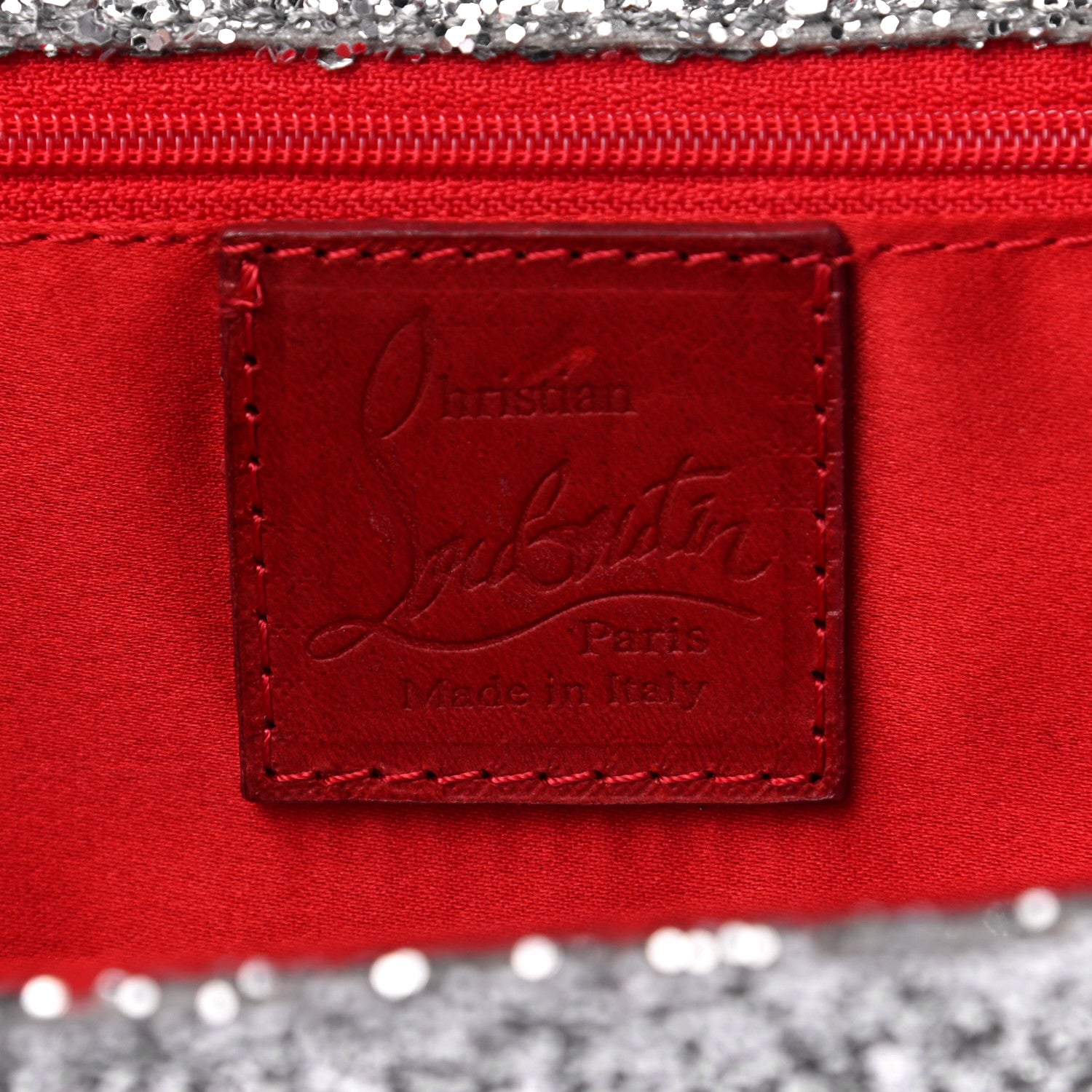 Christian Louboutin Glitter Fabric Aionoeud Bow Clutch Silver 6 of 6
