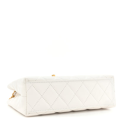 Chanel Shiny Aged Calfskin Quilted Nano Kelly Shopper White 4 of 10