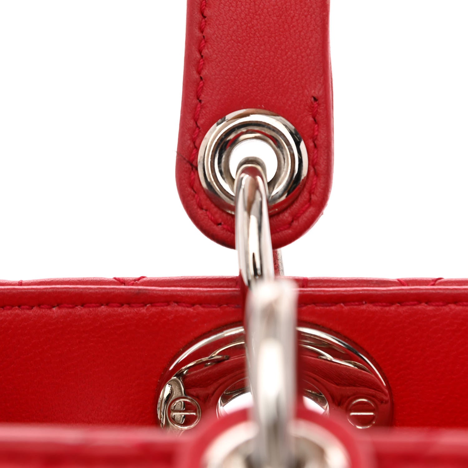Christian Dior Lambskin Cannage Medium Lady Dior Red 11 of 14