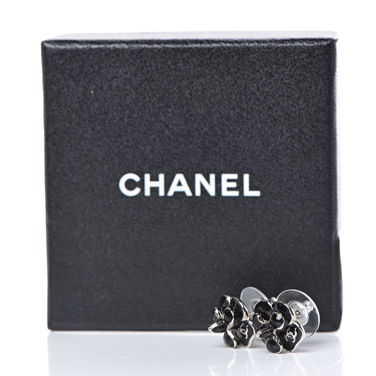 Chanel Enamel CC Camellia Earrings Black 3 of 3