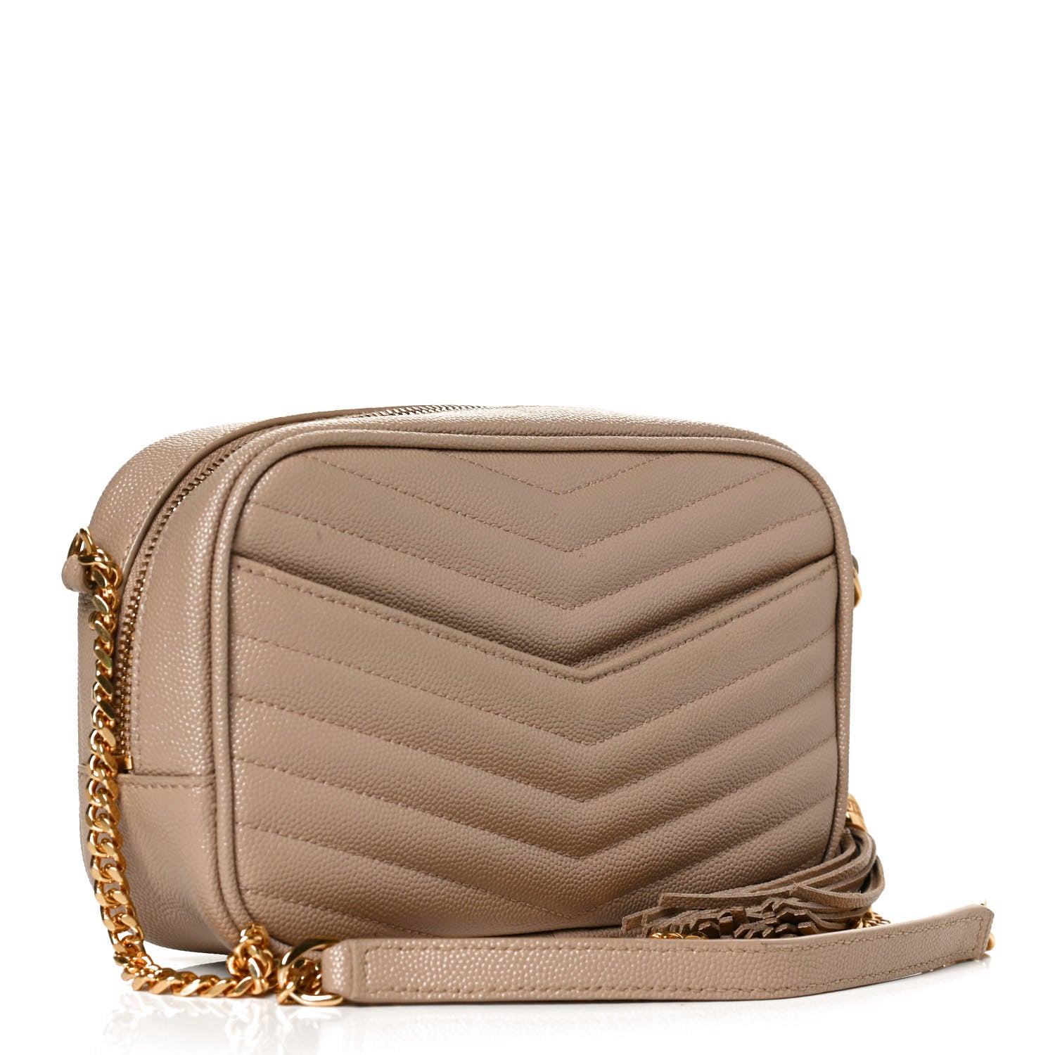 Saint Laurent Grain De Poudre Matelasse Monogram Mini Lou Camera Bag Dark Beige 3 of 14