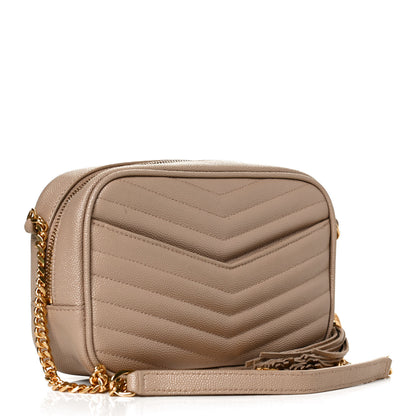 Saint Laurent Grain De Poudre Matelasse Monogram Mini Lou Camera Bag Dark Beige 3 of 14