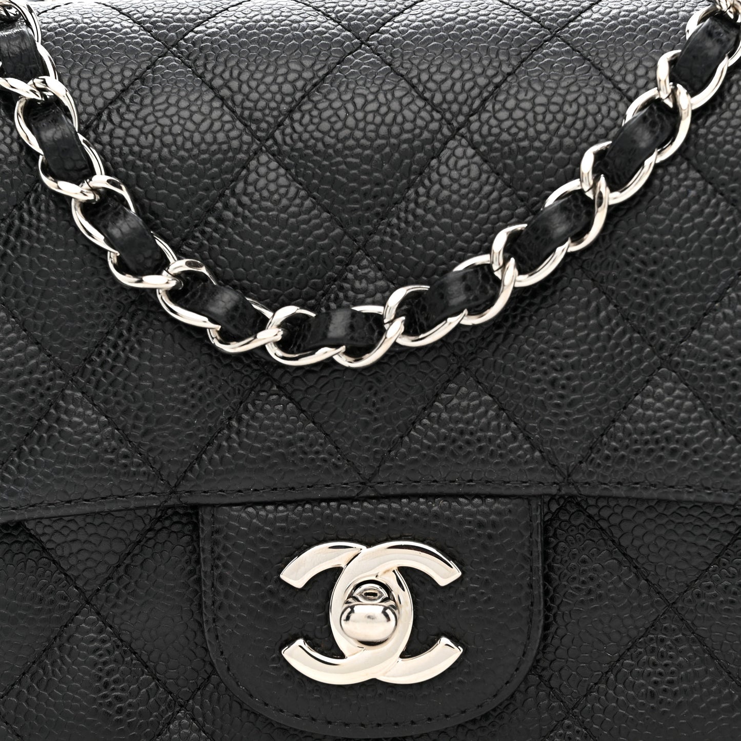 Caviar Quilted Mini Square Flap Black