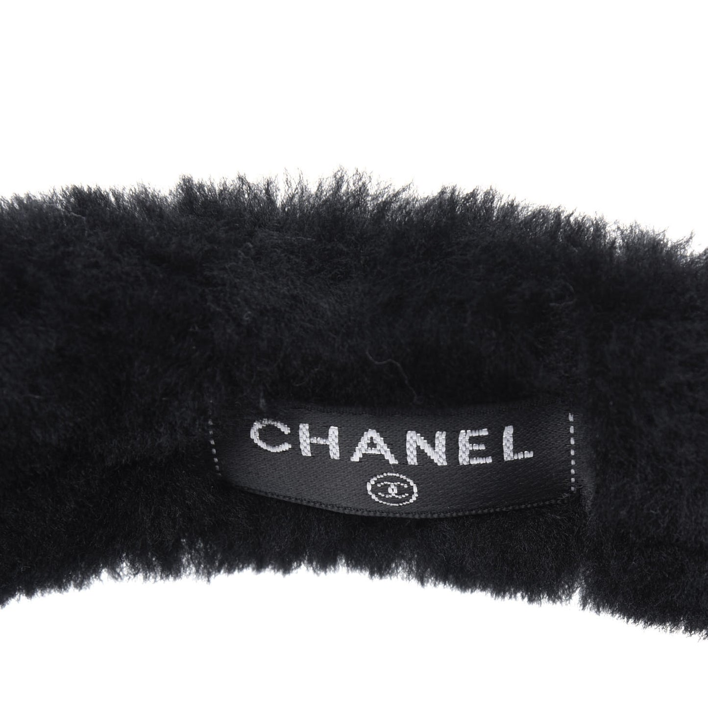 Shearling CC Ear Muffs Black White