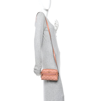 Gucci Monogram Textured Dollar Calfskin Mini Ophidia Shoulder Bag Cloche Rose Pink 2 of 11