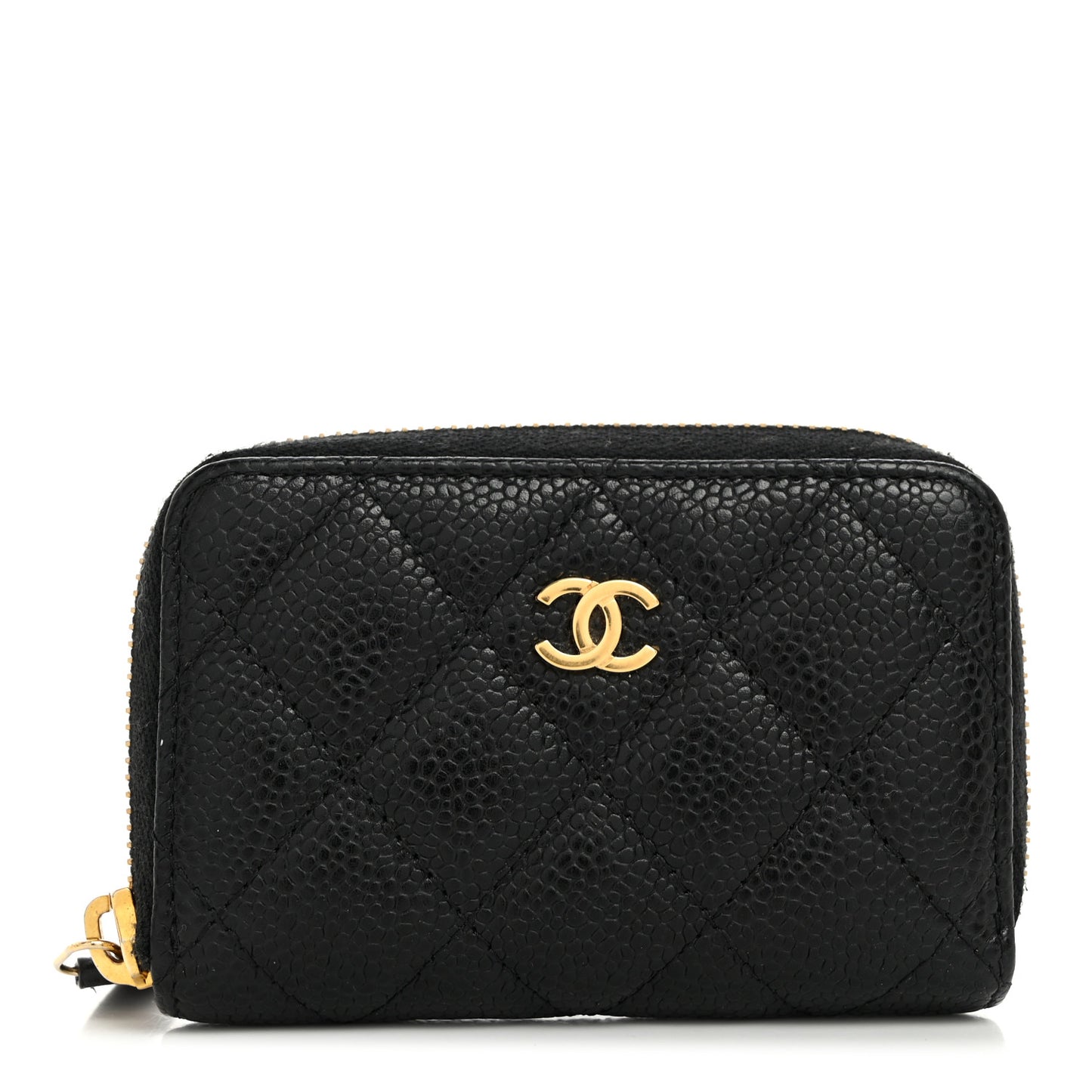 Caviar Quilted Zip Coin Purse Black