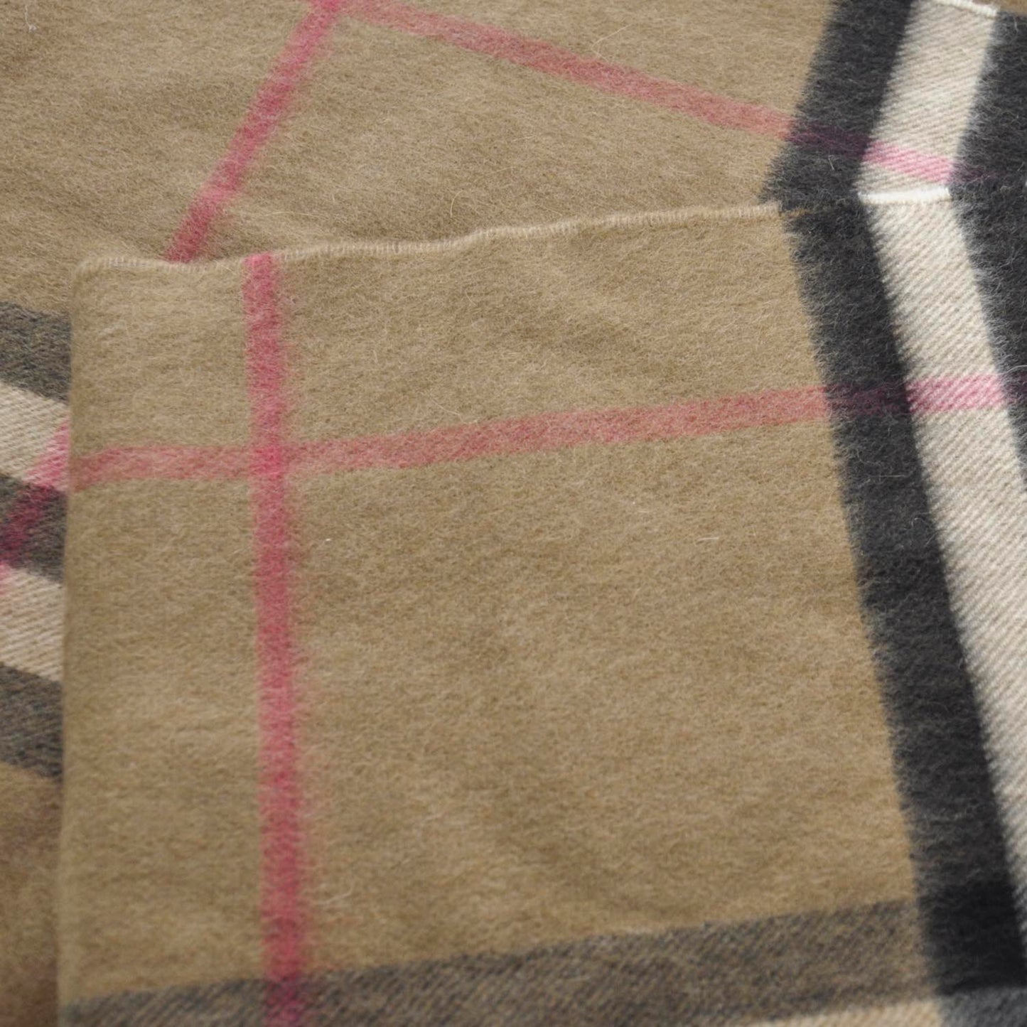 Cashmere Check Fringe Scarf Camel