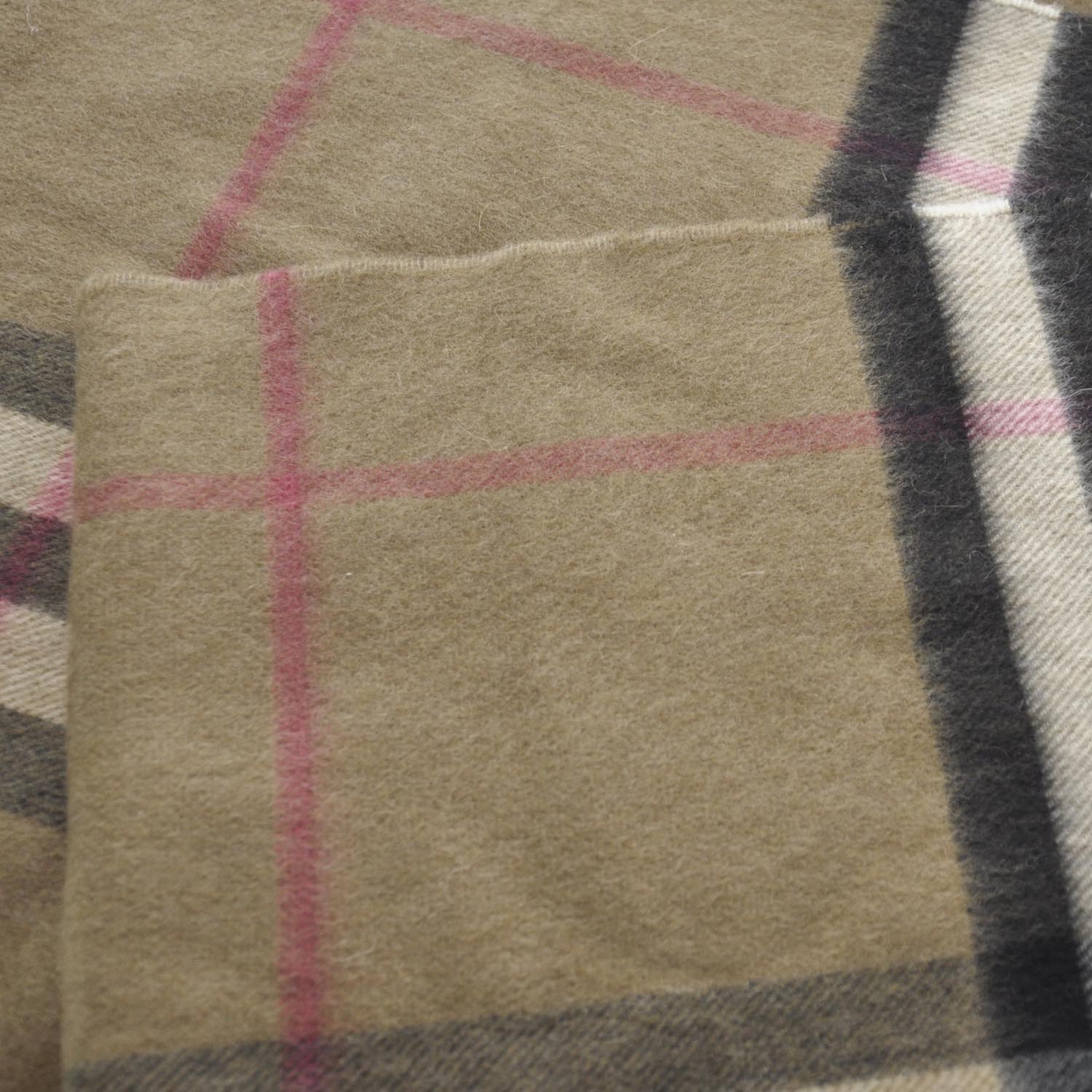 Burberry Cashmere Check Fringe Scarf Camel 3 of 5