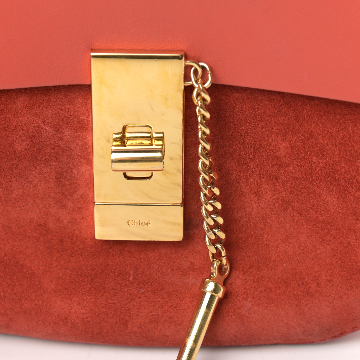 Chloe Suede Smooth Calfskin Drew Shoulder Bag Poppy 10 of 10