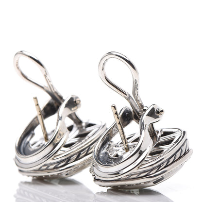David Yurman Sterling Silver Diamond Prasiolite 11mm Albion Earrings 3 of 4