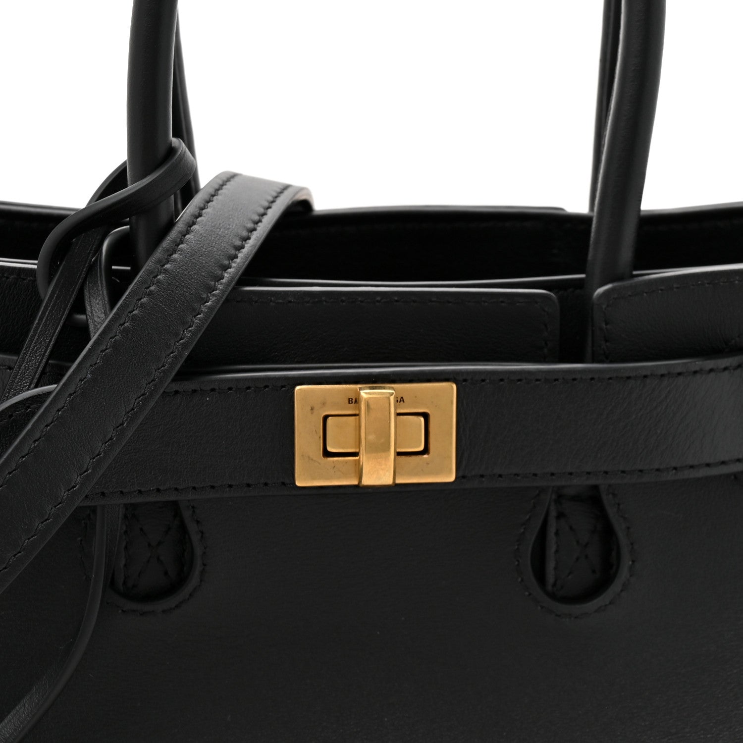 Balenciaga Smooth Calfskin Mini Bel Air Carry All Bag Black 7 of 9