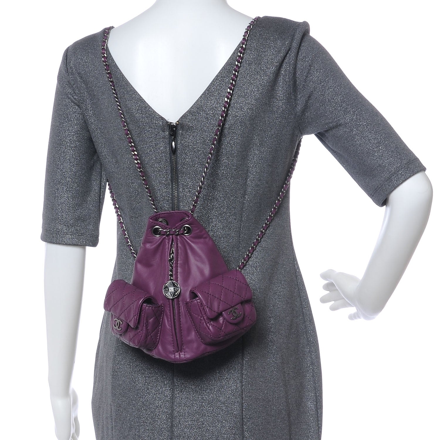 Chanel Lambskin Mini Backpack Purple 2 of 7