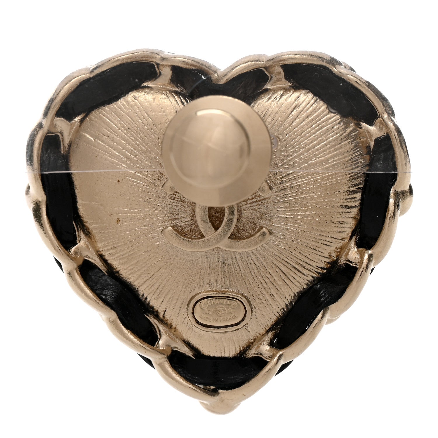Chanel CC Lambskin Resin Crystal Heart Brooch Gold Red Black 3 of 5