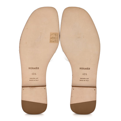 Hermes Box Calfskin Oran Sandals 40.5 White 6 of 10