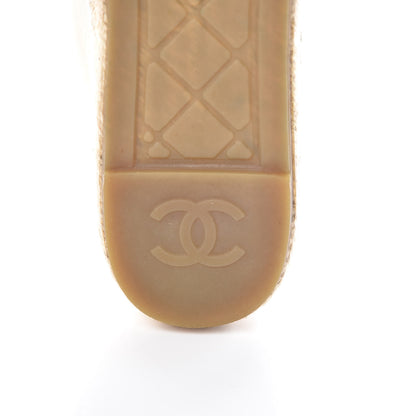 Chanel Metallic Calfskin Grosgrain CC Espadrilles 39 Ivory Black 8 of 11