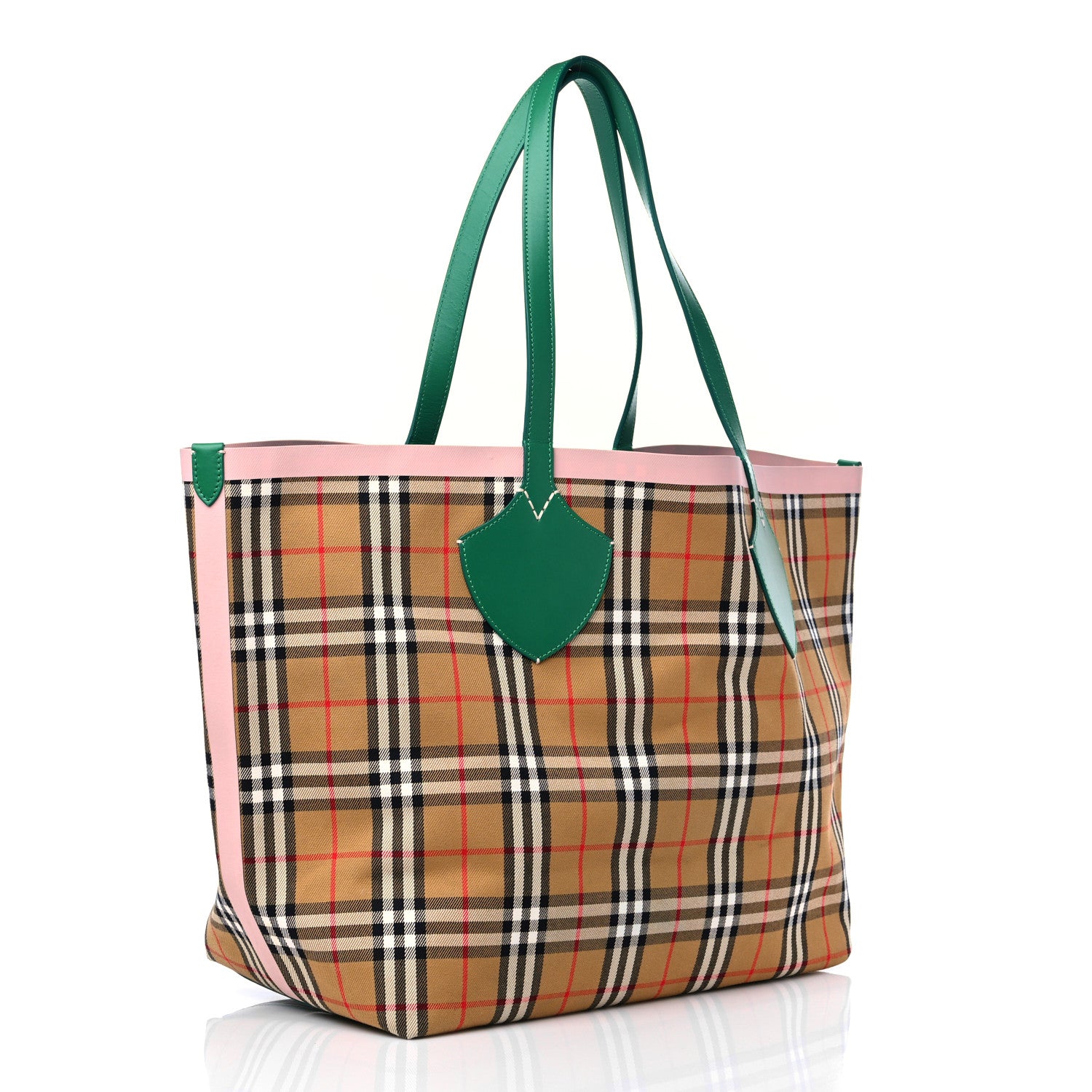 Burberry Vintage Check Large The Giant Reversible Tote Palm Green Pink Apricot 3 of 16