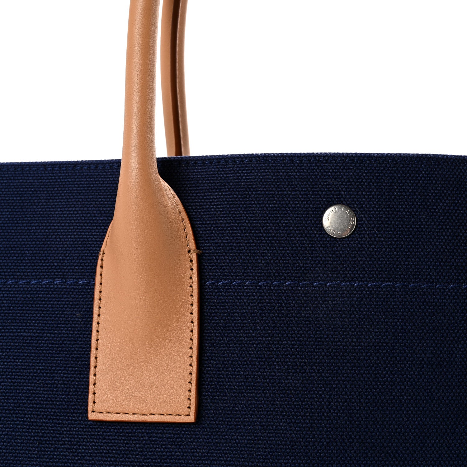 Saint Laurent Linen Calfskin Rive Gauche Tote Blue Rouge Eros 7 of 9