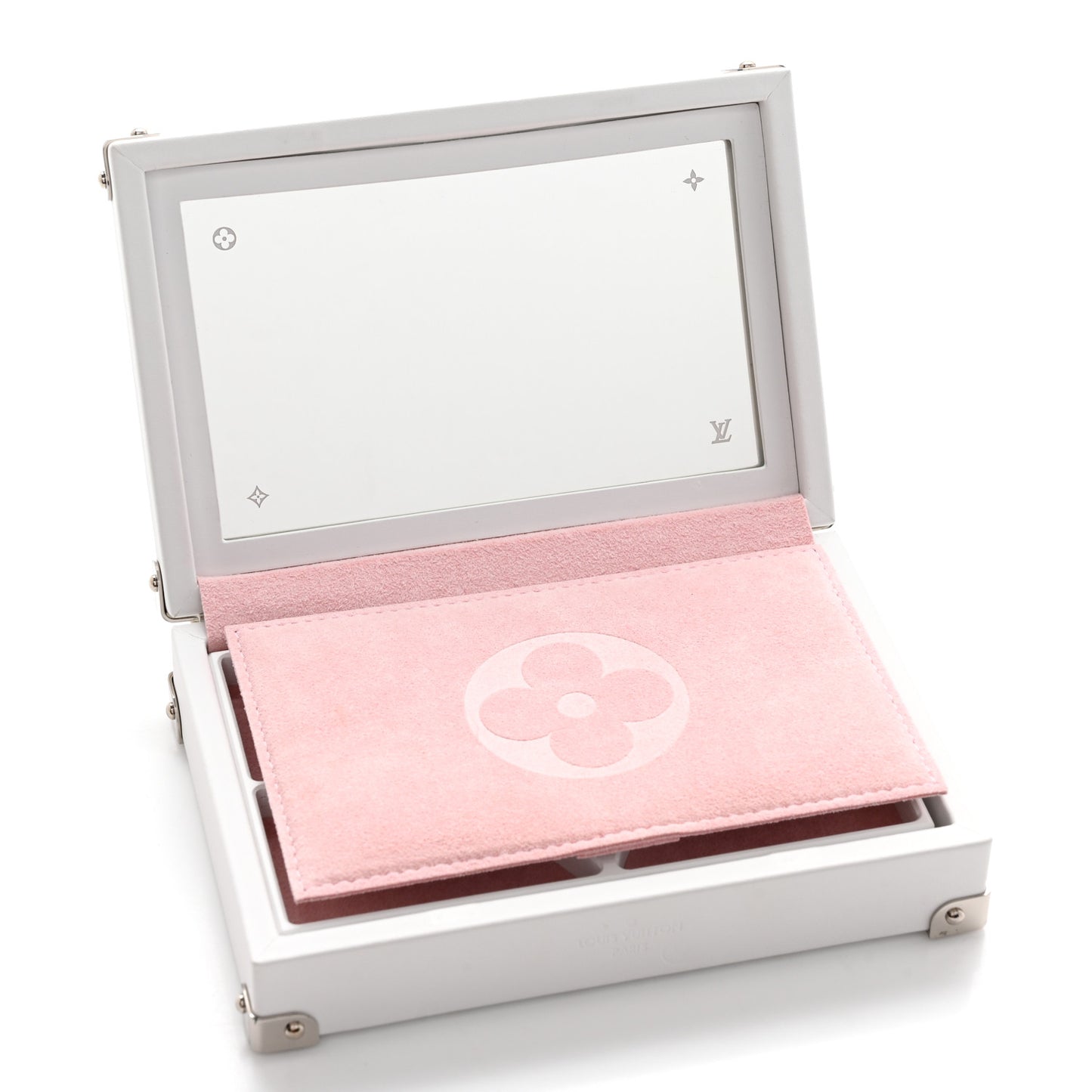 Monogram Mirror Jewelry Box White