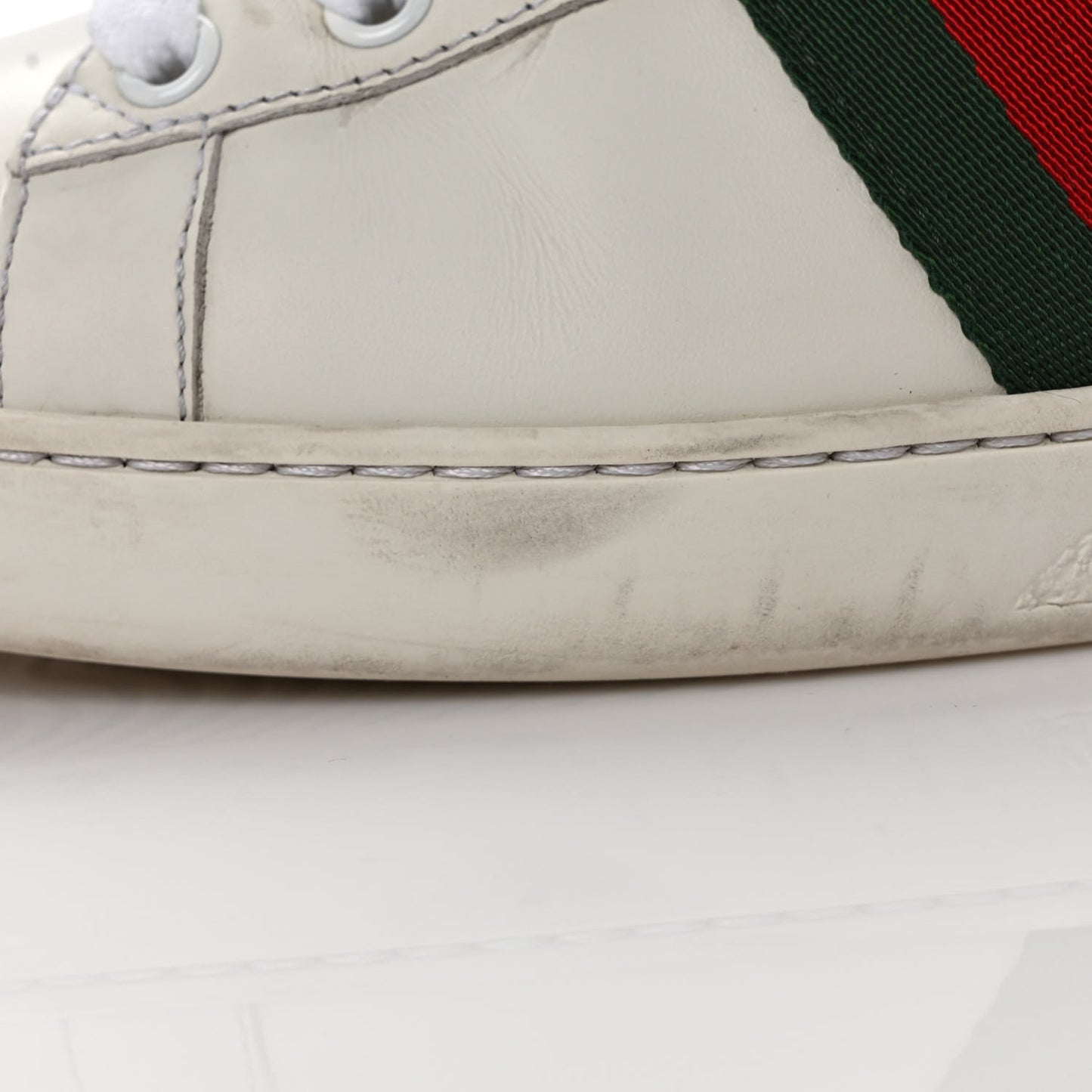 Calfskin Web GG Apple Embroidered Womens Ace Sneakers 39.5 White