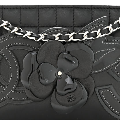Chanel Lambskin Camellia No. 5 Chain Pouch Black 8 of 10