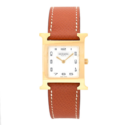 Hermes Stainless Steel Epsom 26mm Heure H Hour Quartz Watch Gold 1 of 5