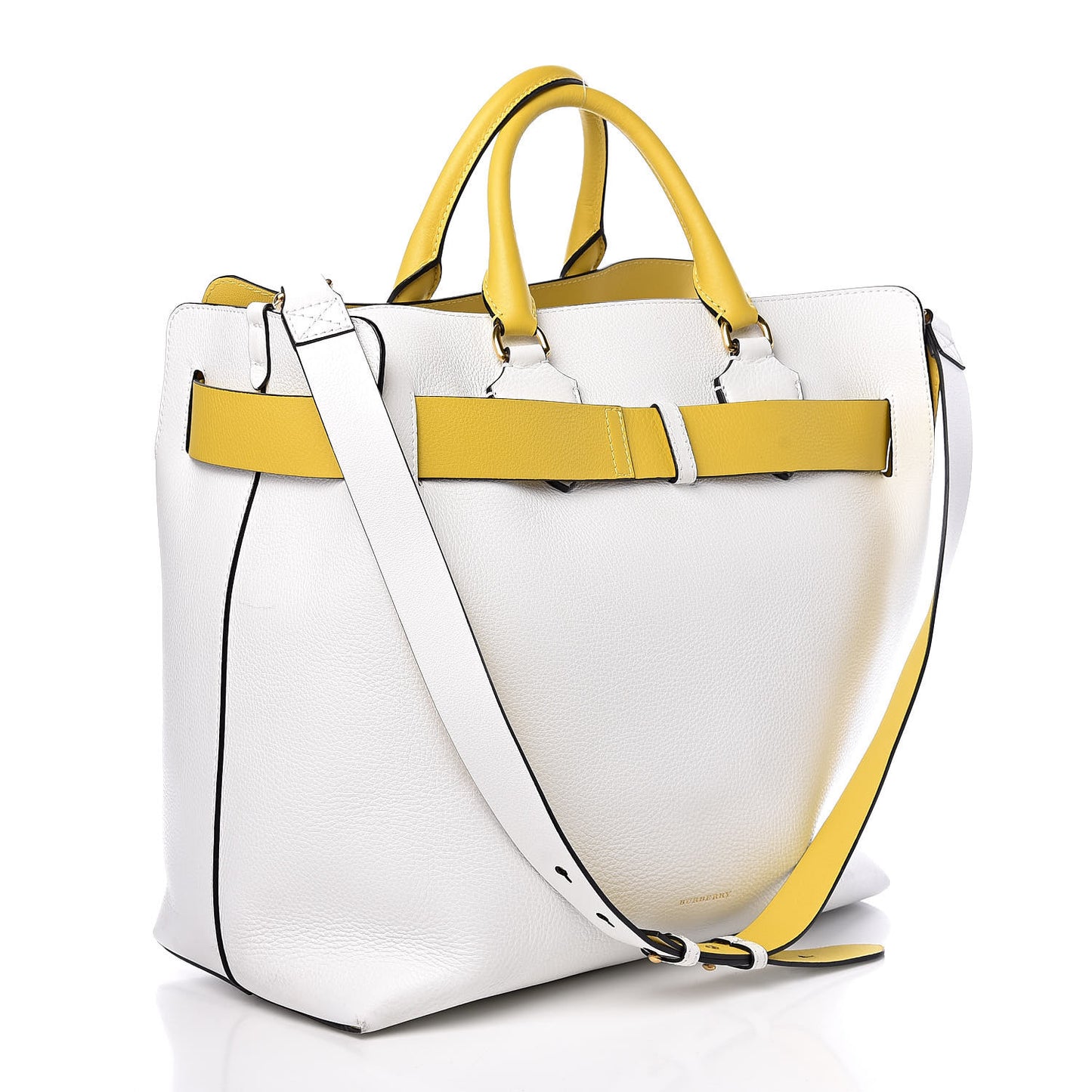 Soft Grain Calfskin Large Belt Bag White Yellow