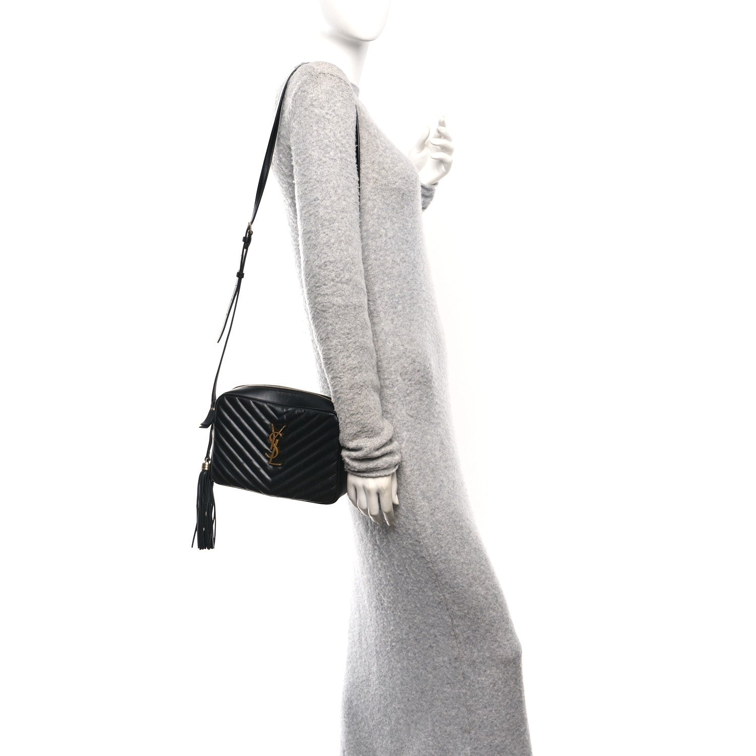 Saint Laurent Calfskin Matelasse Monogram Lou Camera Bag Black 2 of 11