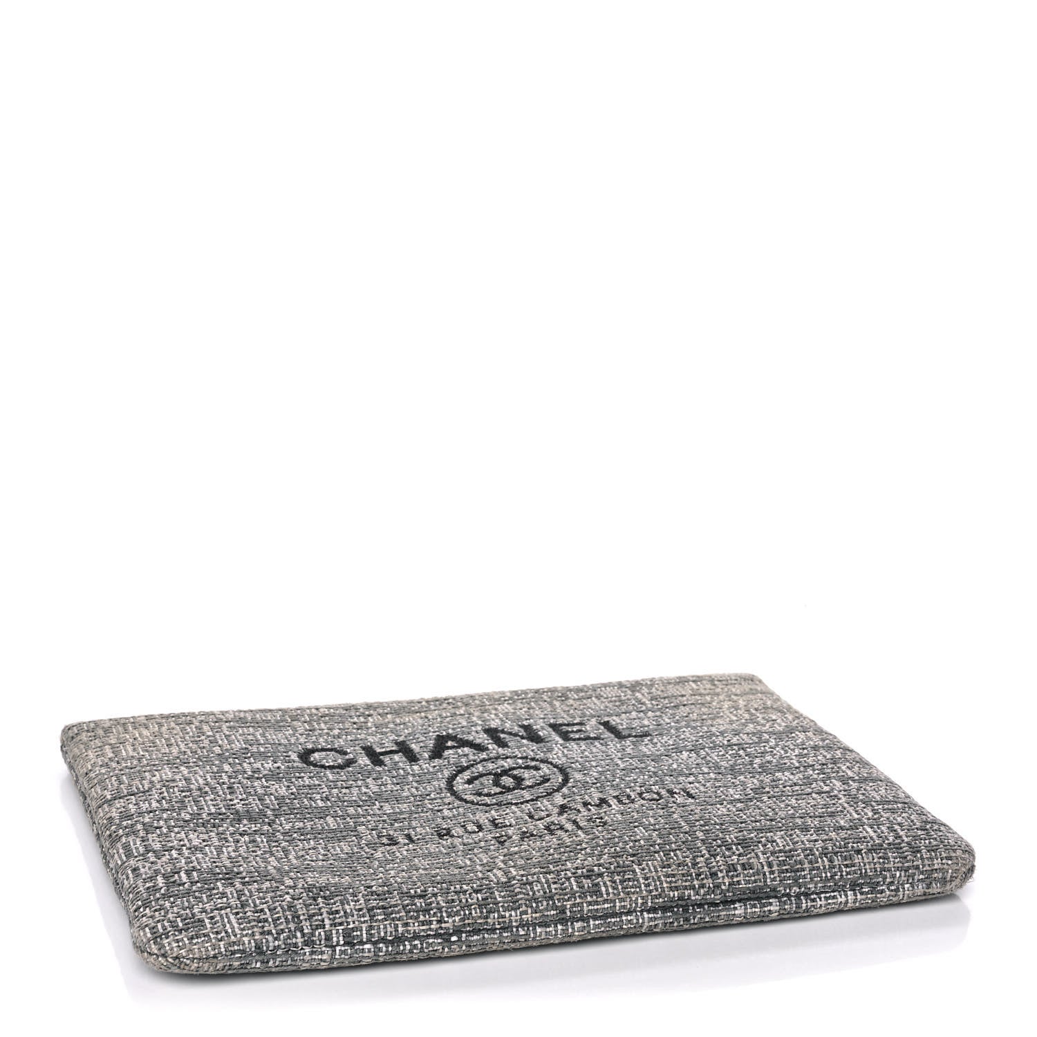Chanel Canvas Medium Deauville Cosmetic Pouch Grey 3 of 11