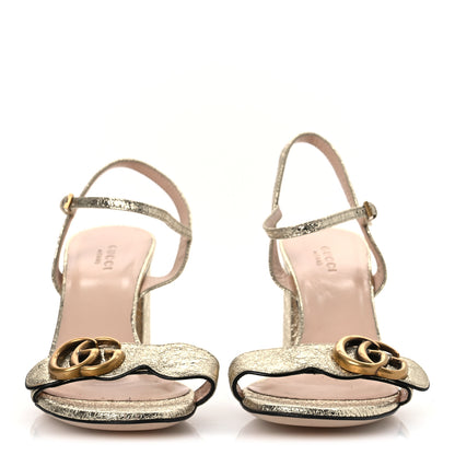 Gucci Galassia GG Marmont Ankle Wrap 75mm Sandals 37 Platino 3 of 11
