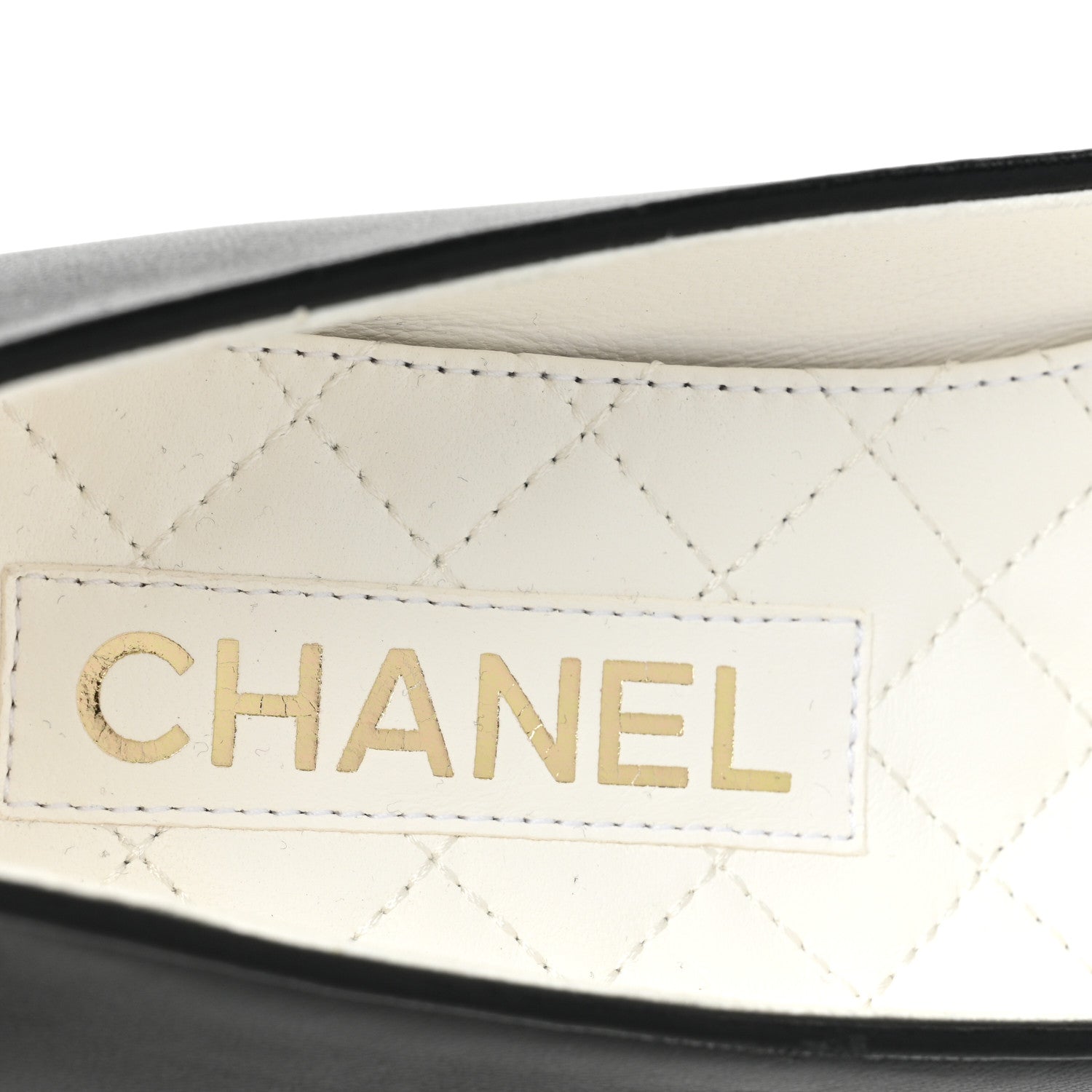 Chanel Lambskin Patent Calfskin Cap Toe Ankle Chain Ballerina Flats 37.5 Black 9 of 9