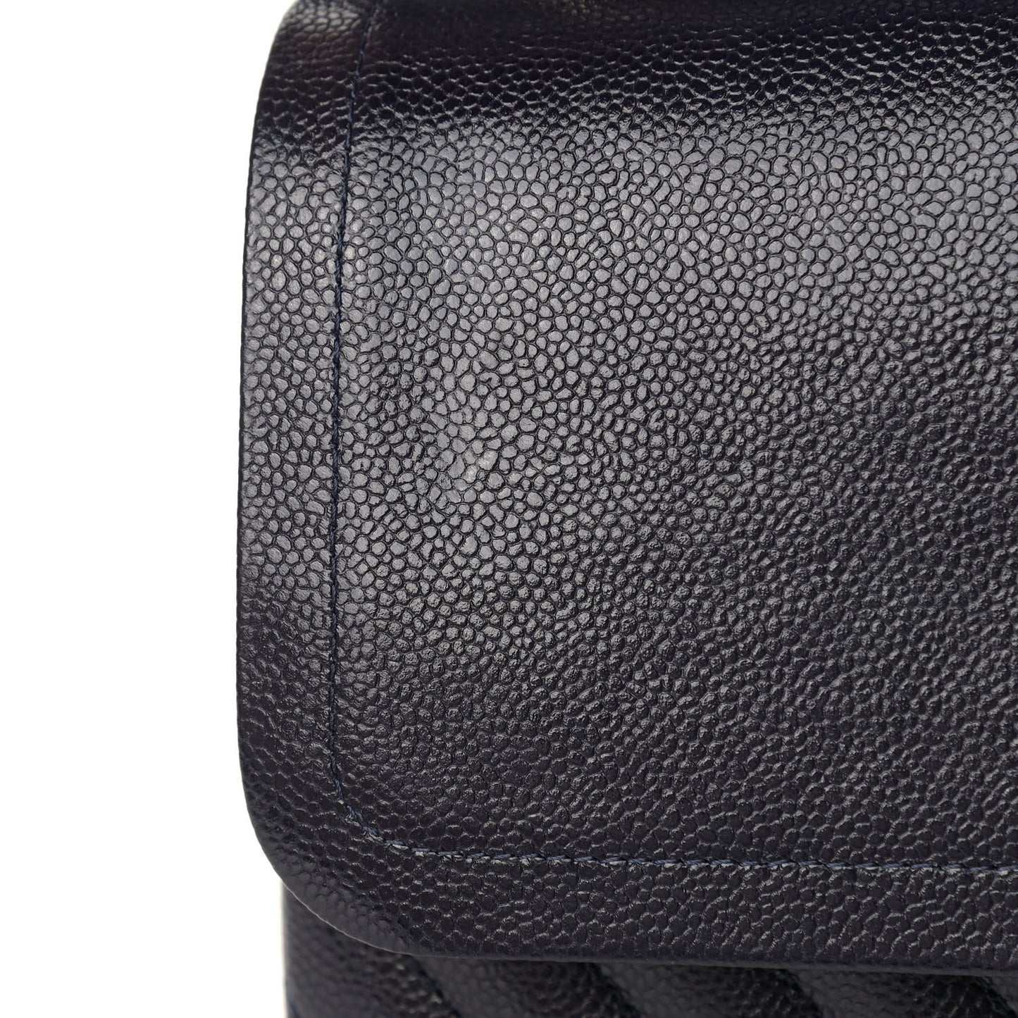 Caviar Chevron Quilted Jumbo Double Flap Navy