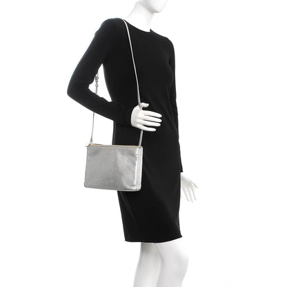 Celine Metallic Lambskin Large Trio Crossbody Bag Silver 2 of 11