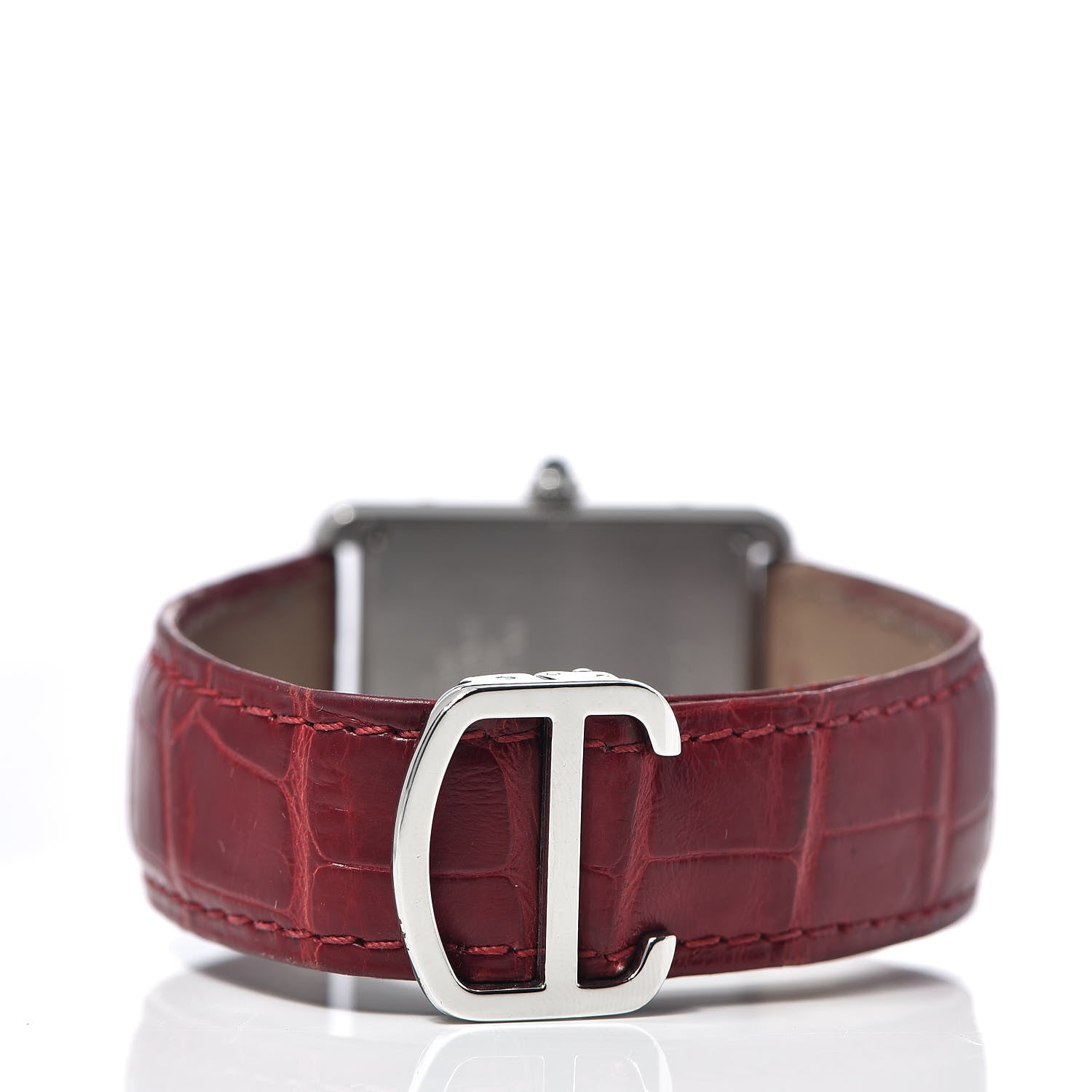 Cartier Stainless Steel Alligator 27mm Tank Solo Quartz Watch Red 4 of 9