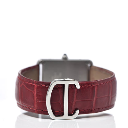 Cartier Stainless Steel Alligator 27mm Tank Solo Quartz Watch Red 4 of 9