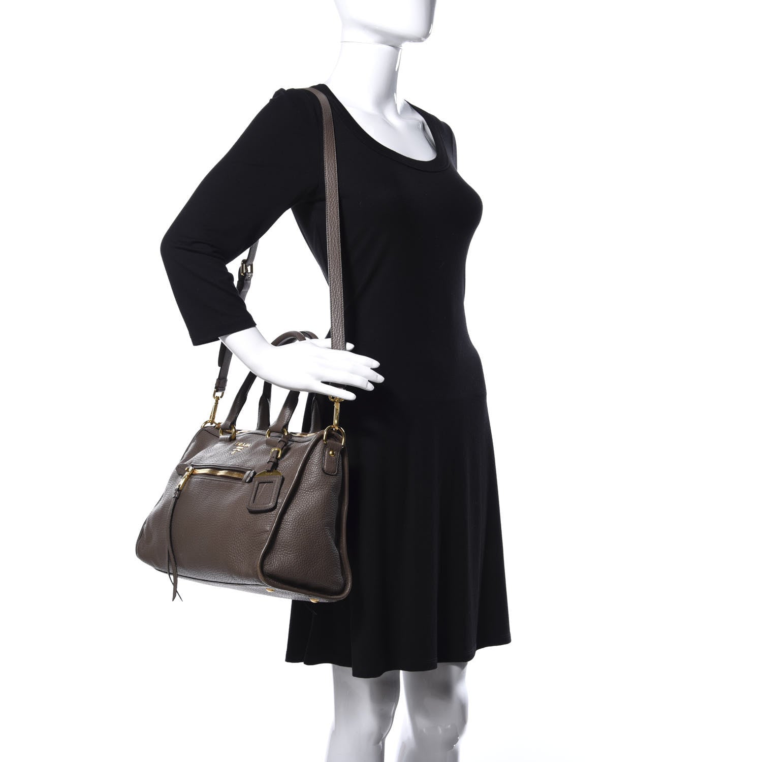 Prada Vitello Daino Shopping Satchel Argilla 2 of 14