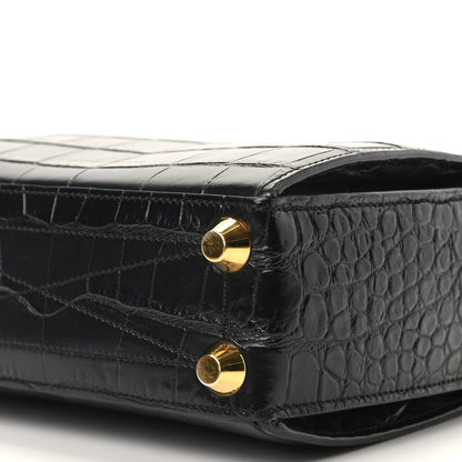 Alexander McQueen Calfskin Crocodile Embossed Box Shoulder Bag 19 Black 7 of 9