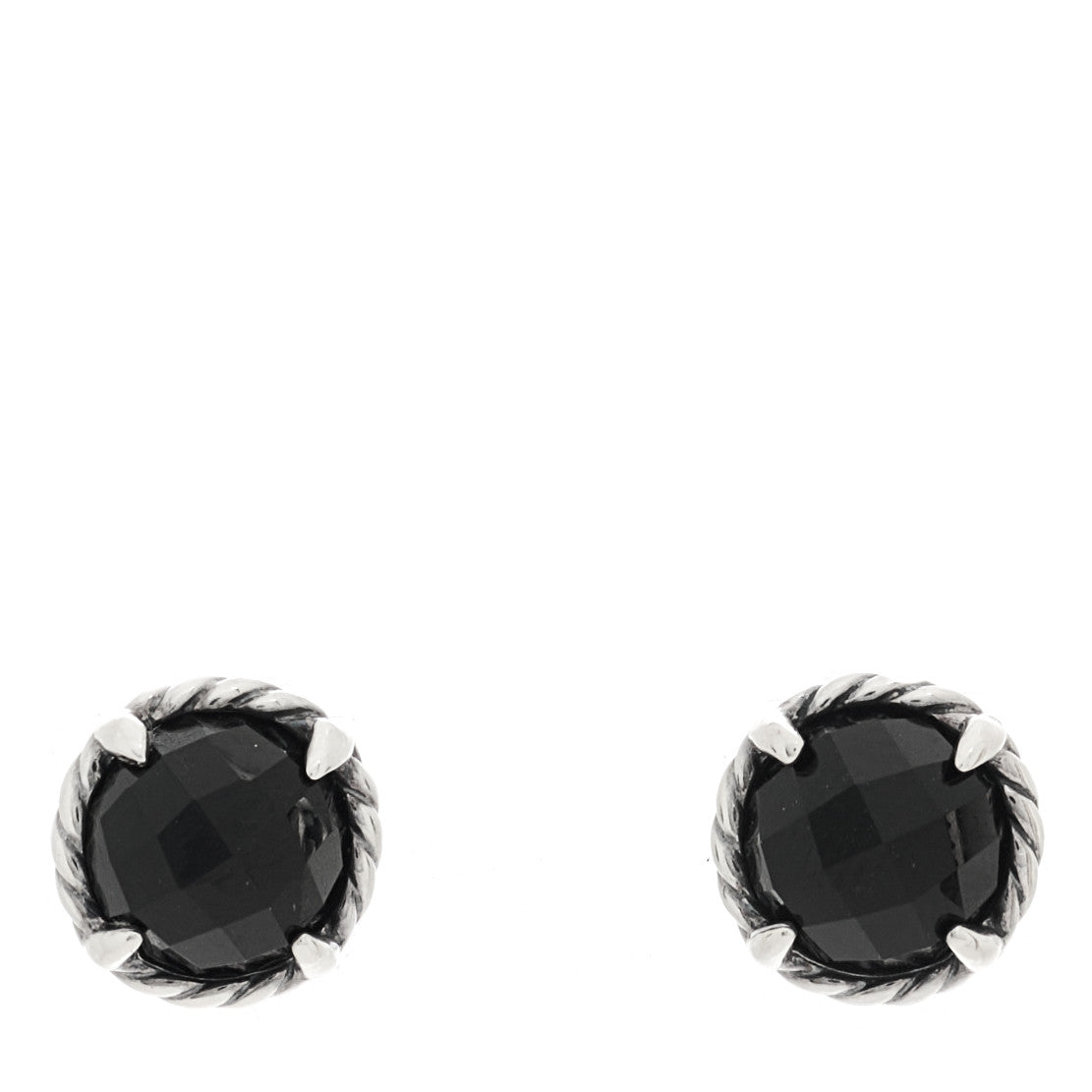 David Yurman Sterling Silver Black Onyx 8mm Chatelaine Earrings 1 of 5