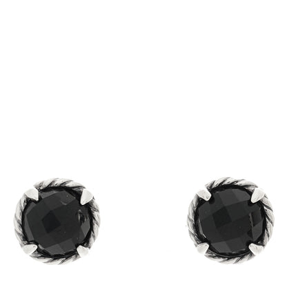 David Yurman Sterling Silver Black Onyx 8mm Chatelaine Earrings 1 of 5