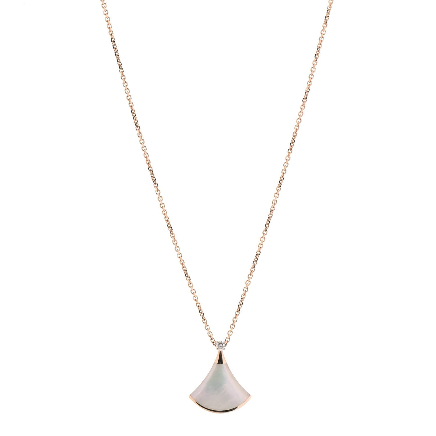 Bulgari 18K Rose Gold Diamond Mother of Pearl Small Divas' Dream Pendant Necklace 1 of 7