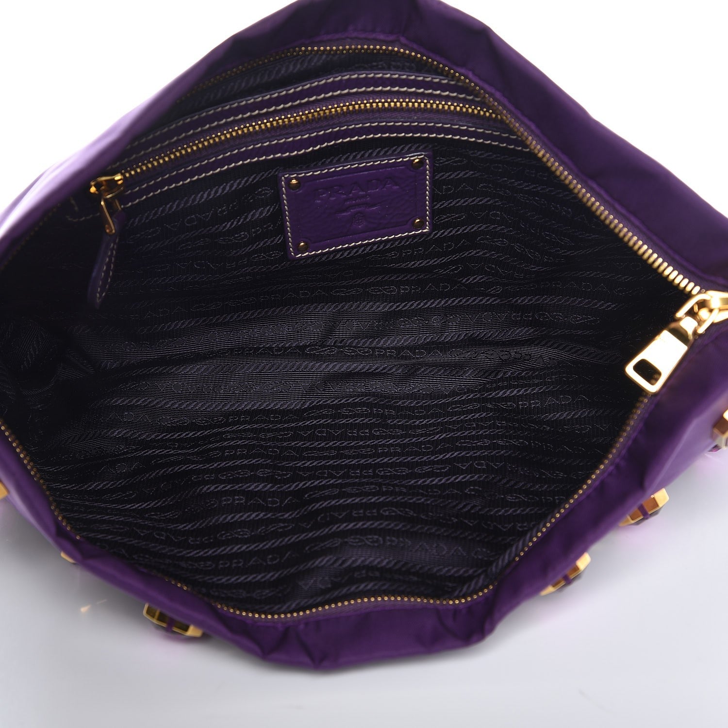 Prada Tessuto Nylon Pietre Jeweled Clutch Anemone 5 of 7