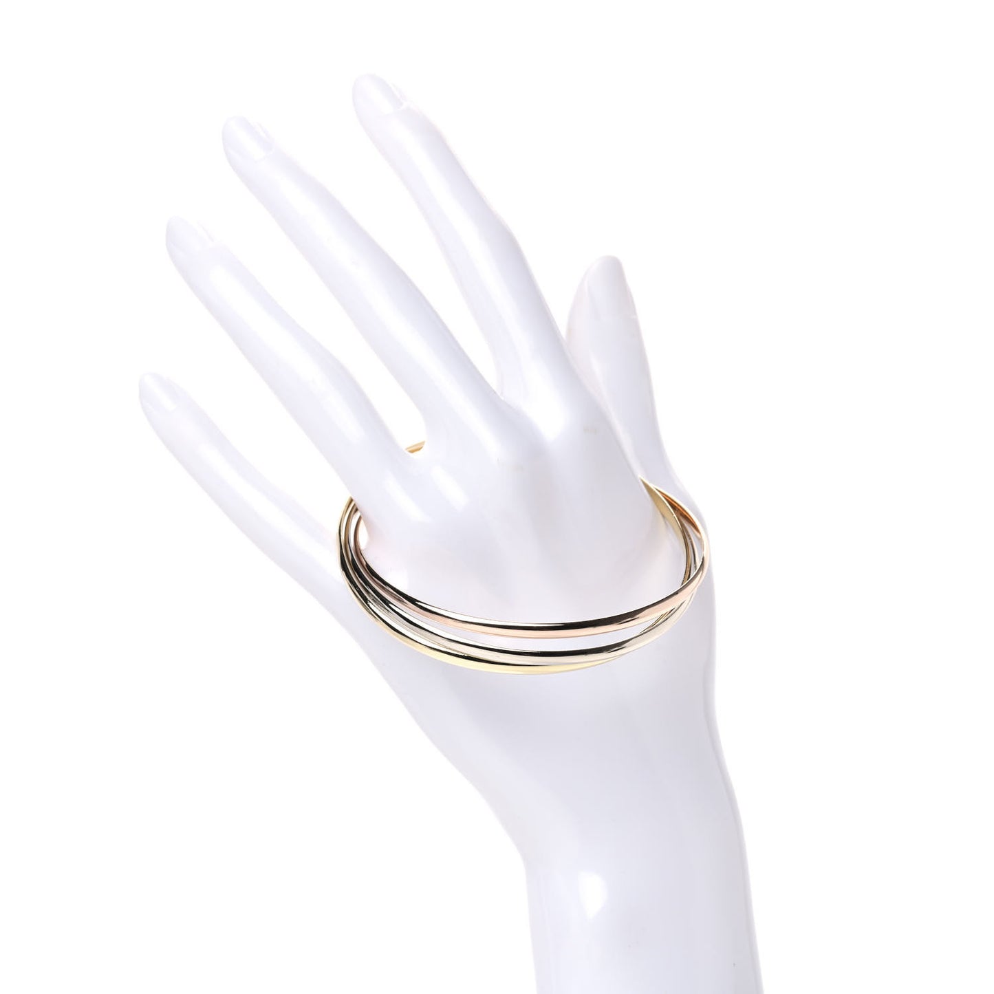 18K Pink Yellow White Gold Trinity Bangle Bracelet