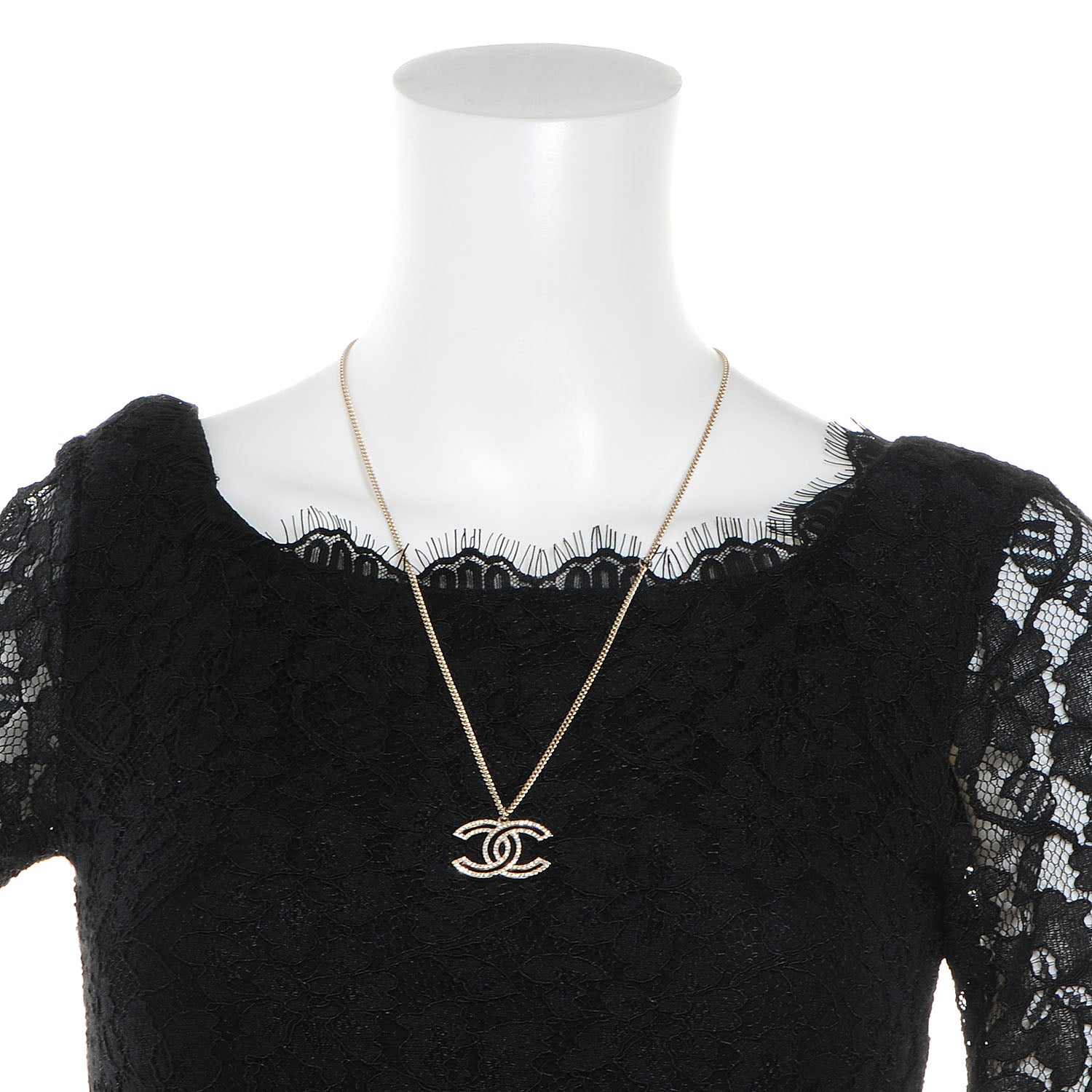 Chanel Crystal CC Necklace Gold 2 of 4